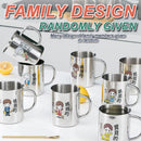 idrop [ 400ml ] Family Theme Drinking Cup SUS304 Stainless Steel [ 1PC ] / Cawan Minum Tema Keluarga Keluli Tahan Karat / 不锈钢大号马克杯400ML(内外304加贴花 )(无盖无盒)