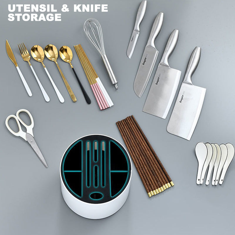 idrop 360° Degree Rotating Kitchen Utensil & Knife Storage / Tempat Simpan  Perkakas Dapur / 旋转收纳桶(360度无死角旋转刀架)