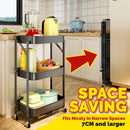 idrop 3 LAYER Foldable Portable Space Saving Kitchen Storage Tray Trolley Shelf