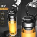 idrop [ 800ml ] Premium High Grade Glass Drinking Flask Bottle With SUS304 Stainless Filter / Botol Minuman Kaca Gred Tinggi Dengan Penapis Keluli Tahan Karat / 茶杯男款玻璃高档防摔双层防烫男士水杯新款分离式泡茶杯高端