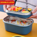 idrop [ 1200ml ] Double Layer SUS304 Stainless Steel Lunch Box / Bekas Makanan 2 lapis / 双层不锈钢带格饭盒 (304) [ FREE SPOON ]