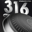 idrop [ 40CM ] Honeycomb Nonstick Stainless Steel SUS316 Cooking Wok with Full Lid Cover / Kuali Memasak Keluli Tahan Karat / 蜂窝状不粘不锈钢 SUS316 炒锅带全盖
