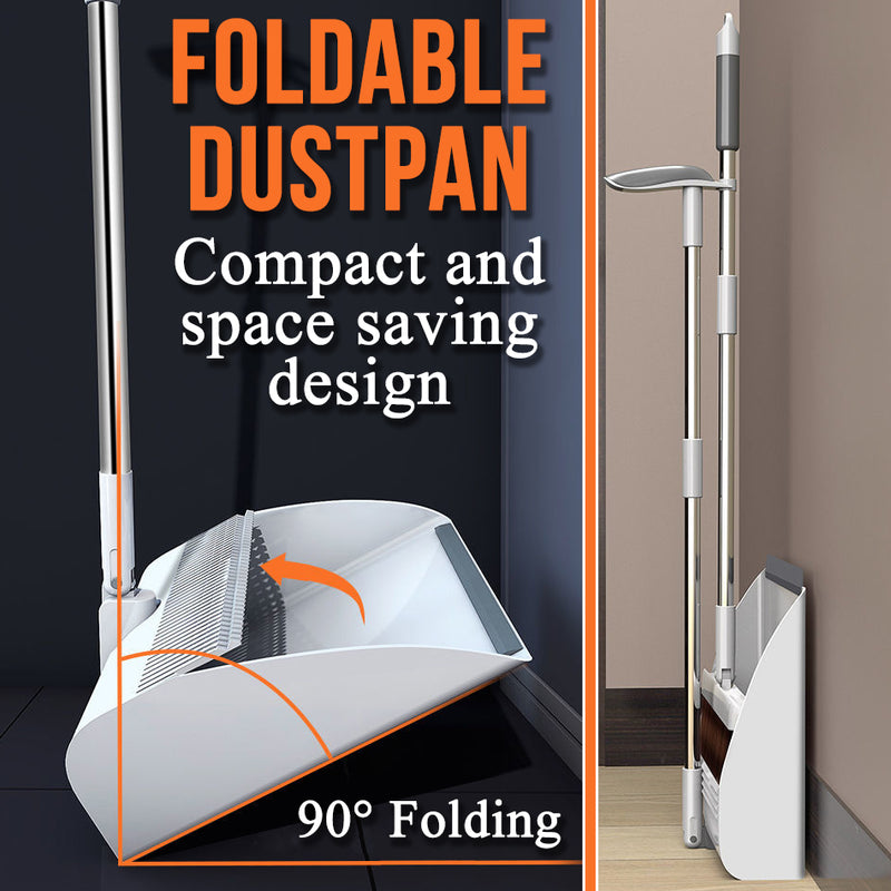 idrop Household Cleaning Sweeping Space Saving Folding Broom & Dustpan Set