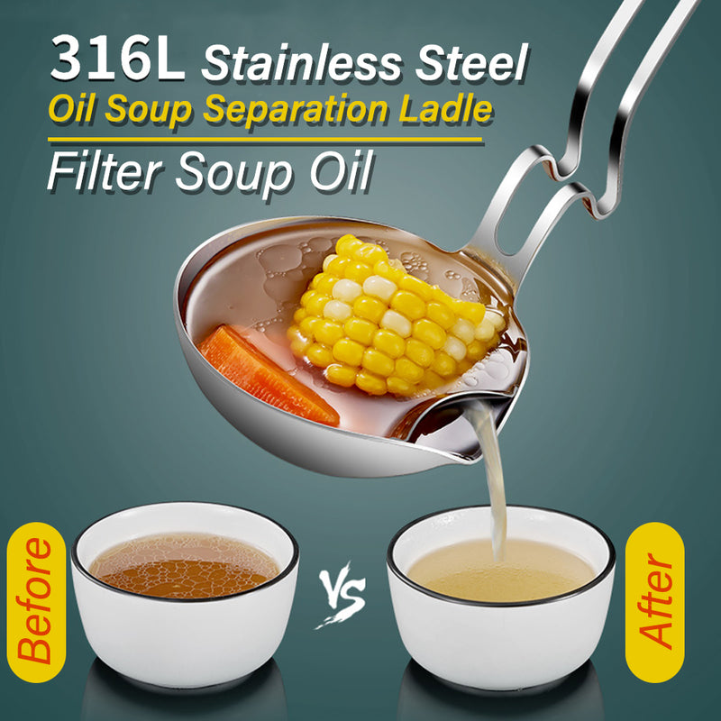 idrop SUS316L Stainless Steel Ladle Oil Separator With Bending Handle / Senduk  Pemegang Bengkok Pemisah Minyak / 316L