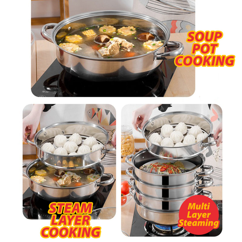 idrop [ 4 LAYER ] Stainless Steel Steamer Cooker Cookware / Periuk Masak Stim Keluli Tahan Karat / 32CM四层 蒸锅