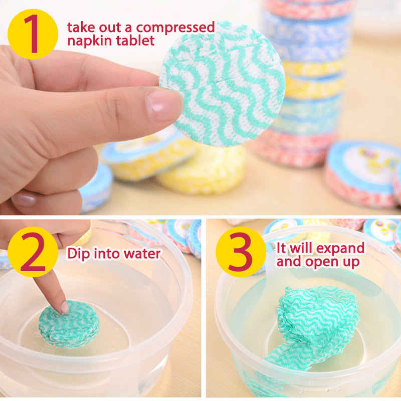 idrop [ 1pc / 10pcs ] Compressed Cleaning Water Absorbent Napkin Towel Disposable Non Woven Fabric [ 45cm x 23cm ]