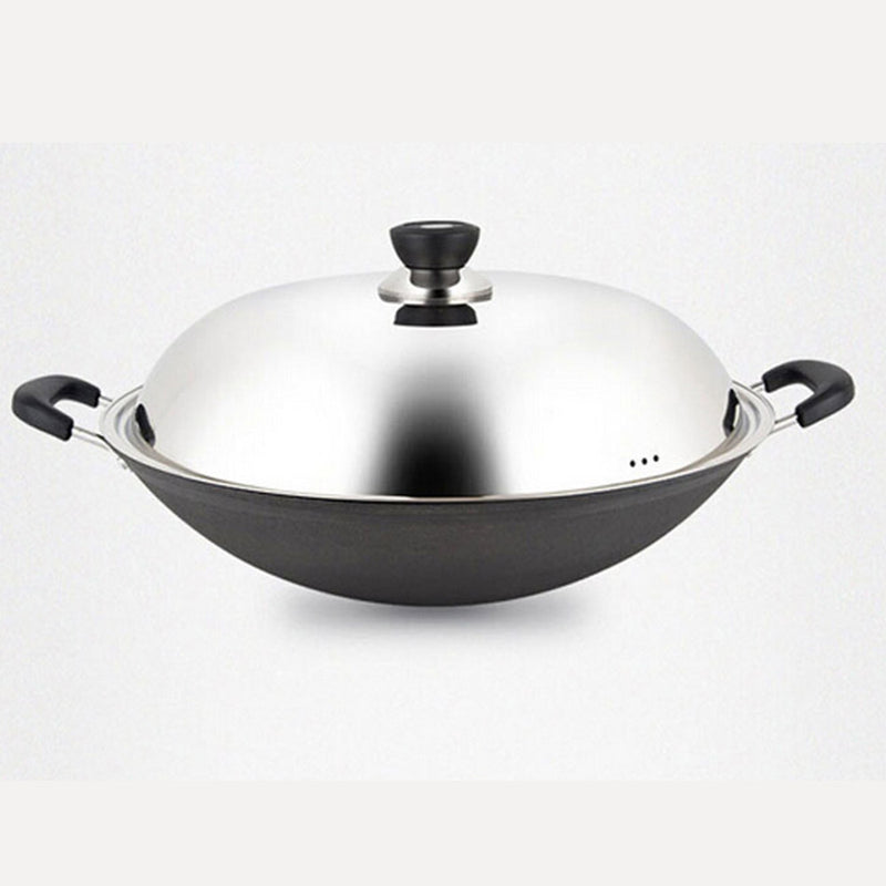 idrop Stainless Steel Classic Cooking Wok with Lid Cover for Kitchen Cookware [ 40CM / 42CM ]