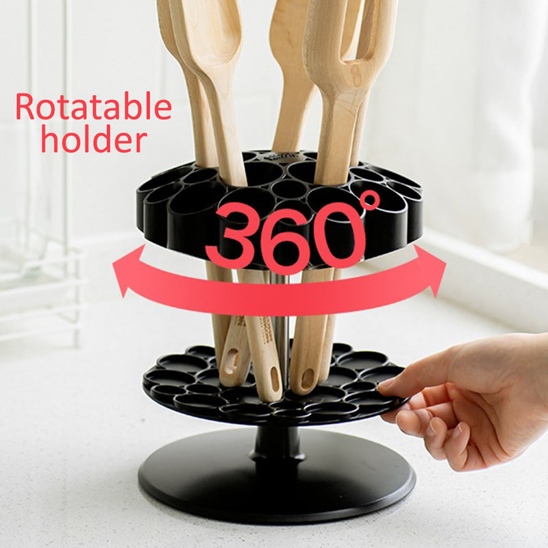 idrop Rotating Lotus Design Utensil Holder / Tempat Simpan Perkakas Dapur Boleh Putar / 莲花勺子架