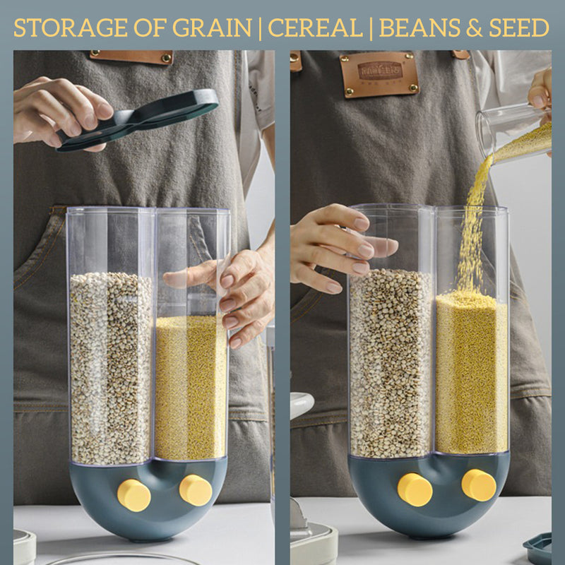 idrop 2 IN 1 Wall Mount Cereal Grain & Bean Storage Dispenser