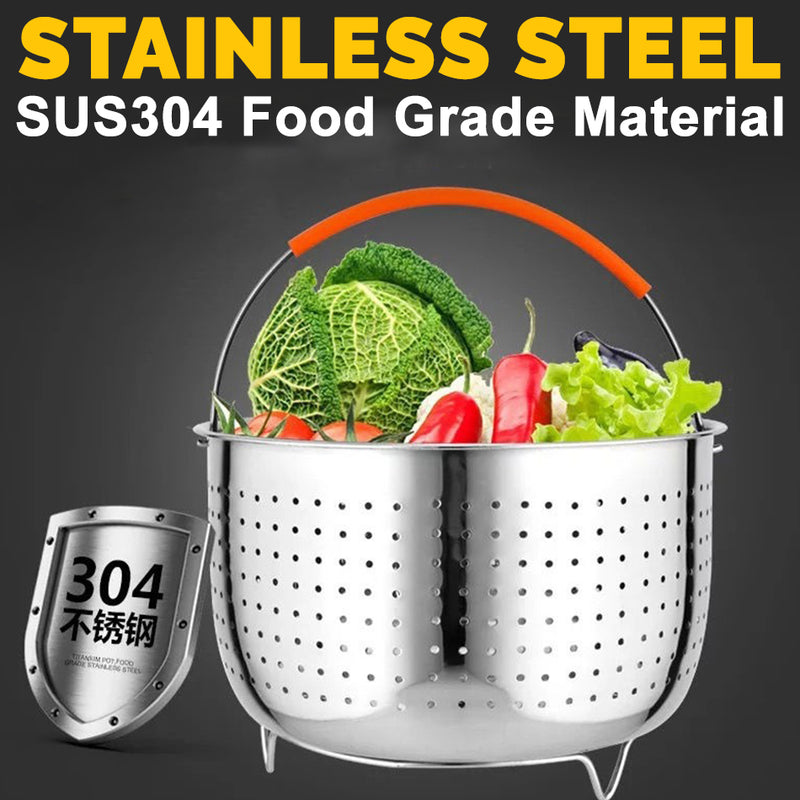 idrop [ 6L ] Stainless Steel Kitchen Strainer Steaming Cleaning & Wash Basket [ 21.5cm x 14cm ]