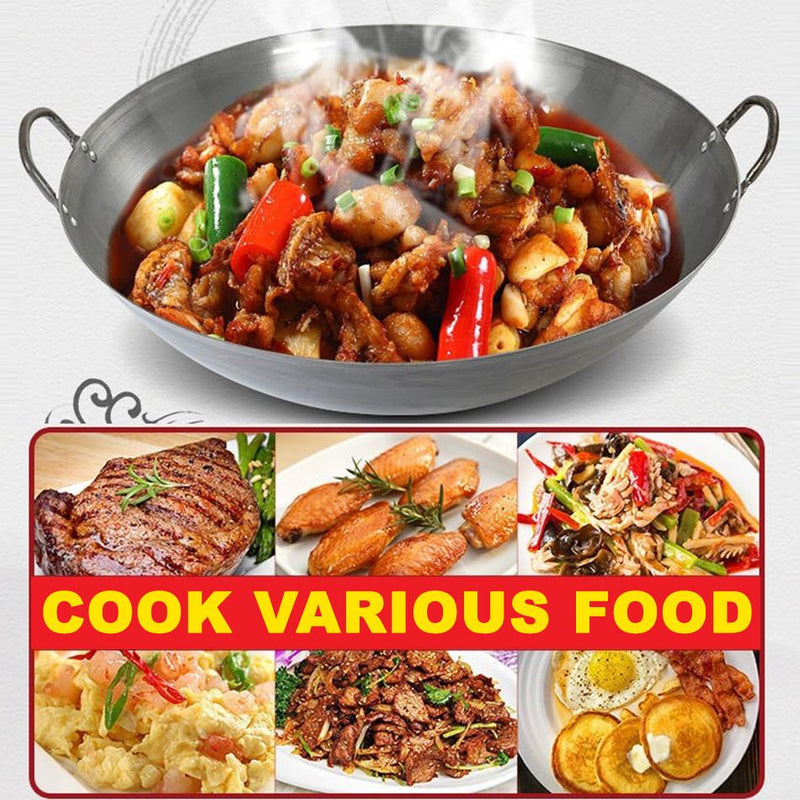 idrop [ 40CM ] Stainless Steel Double Ear Kitchen Cooking Wok / Kuali Periuk Memasak Keluli Tahan Karat / 不锈钢双耳厨房炒锅