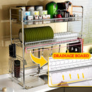 idrop 2 LAYER Kitchen Stainless Steel Sink Shelf Dish Rack Utensils Knife & Cutting Board Storage [ SUS304 ]