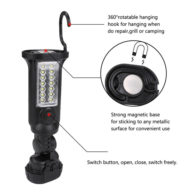 idrop 14+2 LED Flashlight - Camping Torch Light with Adjusting Head and Magnet Base