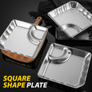 idrop Stainless Steel Food Tray Snack Plate SUS304 / Pinggan Makan Keluli Tahan Karat / 正方形304不锈钢格碟(饺子盘) [ 17.5 X 17.5 X 2.5CM ]