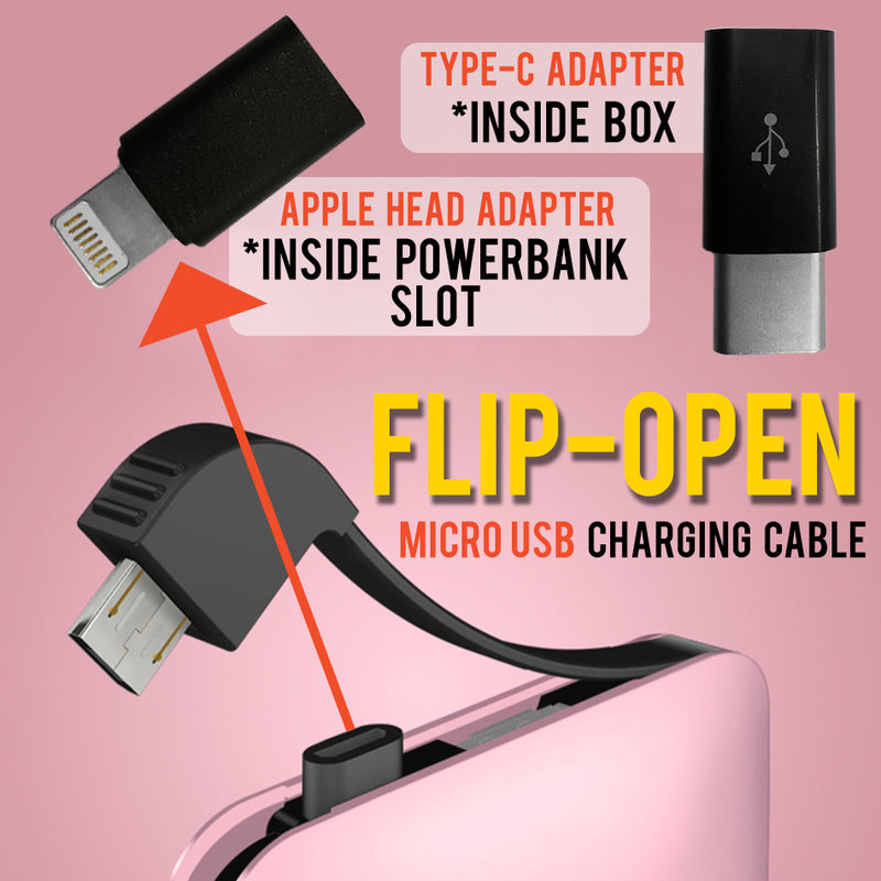 idrop D10 10000mAh Powerbank - 3 IN 1 Interchangeable Charging Adapter Head for [ Micro USB / Type-C / Apple Device ]