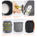 idrop Outdoor Camping Aluminium Alloy Cooking Pot & Cup Set with Eating Utensils / Set Periuk Memasak Berkhelah & Perkakas Makan / 户外单人1人炉头套锅不粘锅 便携式超轻野营野餐锅具炊具