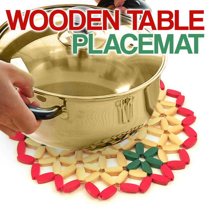 idrop Floral Round Wooden Tableware Placemat