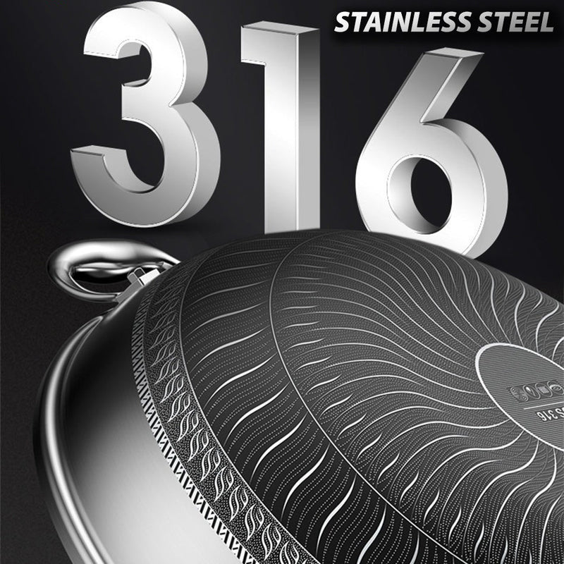 idrop [ 40CM ] Honeycomb Nonstick Stainless Steel SUS316 Cooking Wok with Full Lid Cover / Kuali Memasak Keluli Tahan Karat / 蜂窝不粘不锈钢SUS316炒锅半全盖