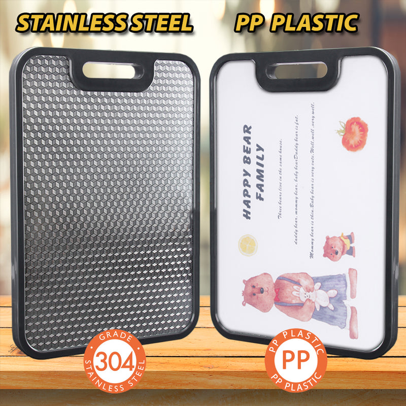 idrop Double Sided SUS304 Stainless Steel & PP Antibacterial Anti Mildew Cutting Chopping Board / Papan Pemotong / 304不锈钢魔方立体双面菜板