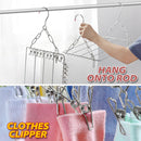 idrop [ 36Pcs Clipper ] Stainless Steel Clothing Laundry Railing Shelf Rack