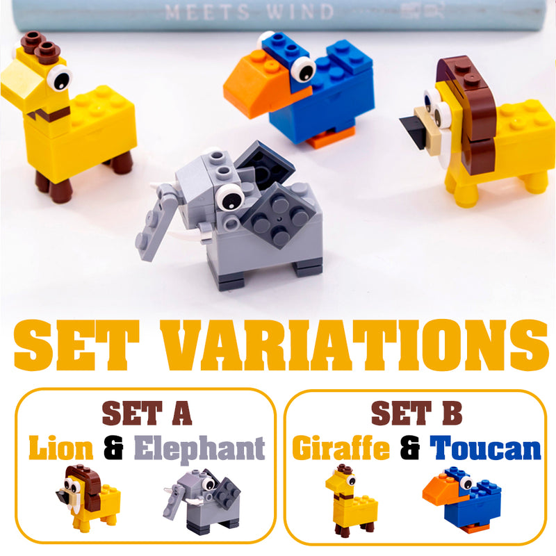 idrop Kid's Animal Building Block Sharpener [ 24pcs per set | Lion & Elephant / Giraffe & Toucan ]