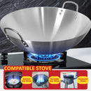 idrop [ 43CM ] Stainless Steel Binaural Frying Pan Wok / Kuali Masak Keluli Tahan Karat / 43CM不锈钢砂光双耳炒锅