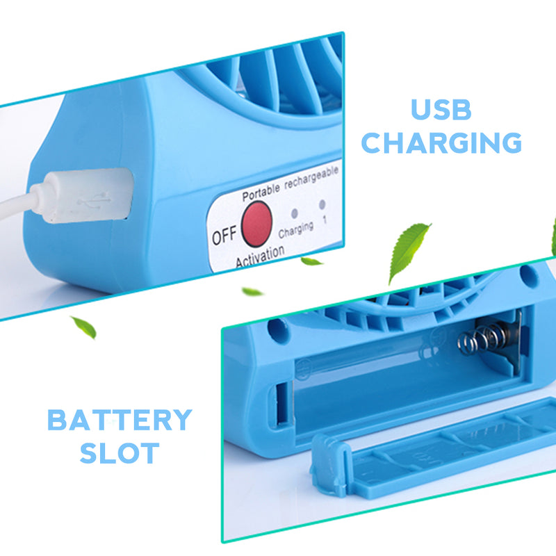 idrop Portable Electric USB Mini Fan LED Light Rechargeable Battery