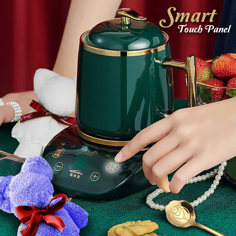idrop [ 500ml ] PREMIUM COMBO SET Smart Retro Ceramic Multifunction Cup Warmer + Teaspoon + Teddy Bear Napkin / Cawan Masak Minum Seramik + Sudu teh + Kain Beruang / 智能复古陶瓷多功能保温杯+茶匙+泰迪熊餐巾0.5L (360W)