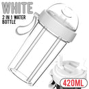 idrop 2 in 1 Dual-side Separate Portable Drinking Water Bottle + 2 Drink Straw