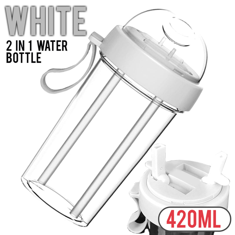 idrop 2 in 1 Dual-side Separate Portable Drinking Water Bottle + 2 Drink Straw