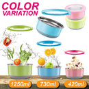 idrop [ 3 IN 1 ] Round Portable Food Storage Container Stainless Steel Lunchbox / Bekas Makanan Mudah Alih / 圆形硅胶盖保鲜盒(特得美 )