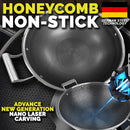 idrop 42CM Kitchen Honeycomb Non Stick Cooking Frying Wok SU304 Stainless Steel with Lid Cover