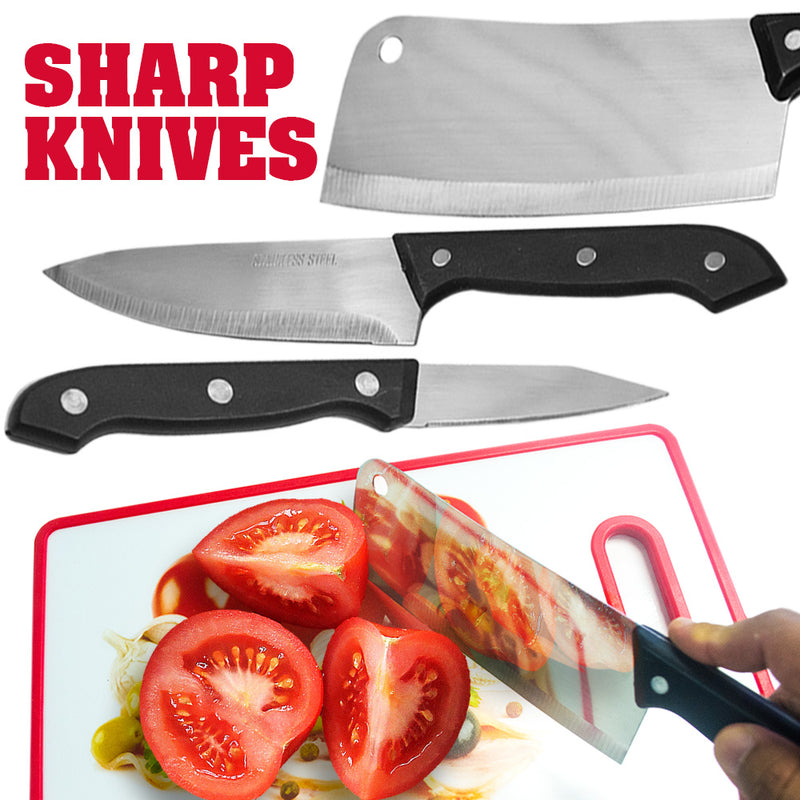 idrop [ 6pcs ] Stainless Steel Kitchen Knife Set + Chopping Board