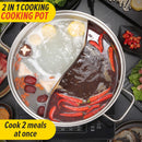 idrop [ 30CM ] 2 IN 1 SUS304 Stainless Steel Mandarin Duck Hot Pot / Periuk Masak Dua Dalam Satu / 30CM不锈钢鸳鸯火锅(304)(复底玻璃盖)(皮 纸盒鸳鸯点焊)