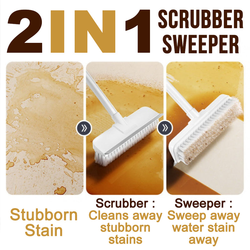 idrop 2 IN 1 Household Floor Scrubber and Sweeper Brush Broom