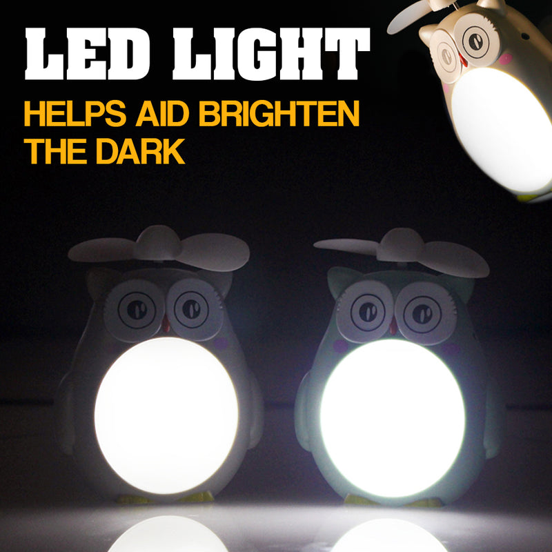 idrop USB Mini Owl Rechargeable Fan with LED Light