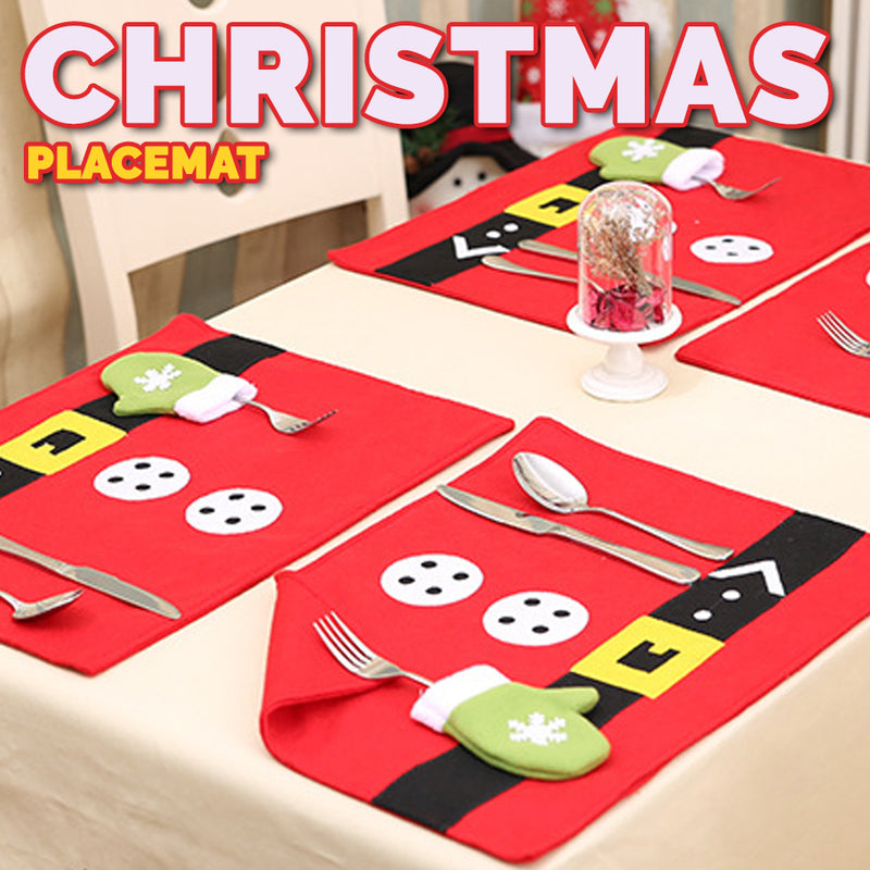 idrop Christmas Santa Theme Dining Tablecloth Table Cover and Eating Placemat