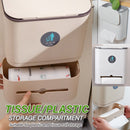 idrop [ 2 IN 1 ] Wall Mounted Trash Rubbish Bin + Tissue Plastic Roll Storage / Tong Sampah + Kotak Simpanan Tisu & Plastic / 塑料中号滑盖壁挂垃圾桶