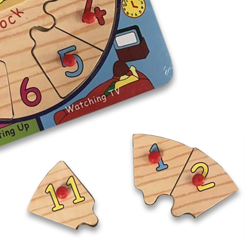 idrop WOOD TOYS - Kids Small Knob Puzzle Clock Learning Toy