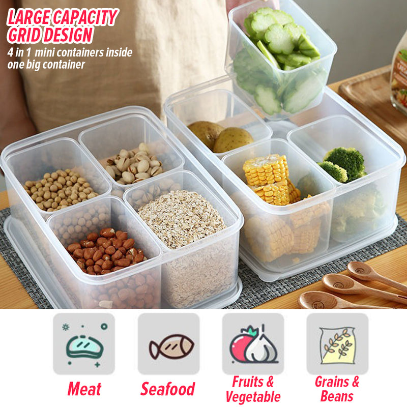 idrop [ 4 IN 1 ] Food Storage Fresh Keeping Box Container / Kotak Bekas Simpanan Makanan / 保鲜盒中款
