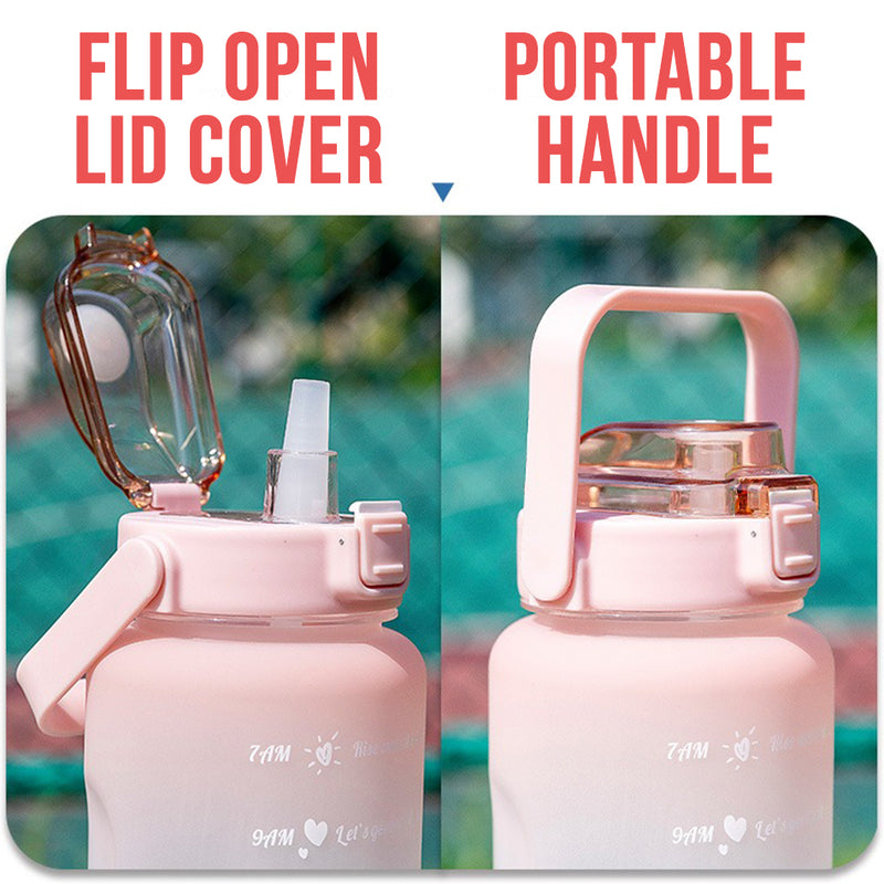 idrop [ 2 Liter ] Gradient Color Portable Sports Drinking Bottle with Flip Open Lid and Straw / Botol Air Sukan Warna-Warni Dengan Straw / [ 2 升 ] 渐变色便携式运动饮水瓶带翻盖和吸管