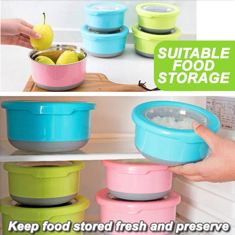 idrop [ 3 IN 1 ] Round Portable Food Storage Container Stainless Steel Lunchbox / Bekas Makanan Mudah Alih / 圆形硅胶盖保鲜盒(特得美 )