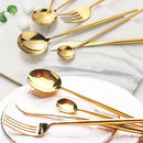 idrop 4PCS Golden Stainless Steel Kitchen Utensil Spoon Fork Knife Set