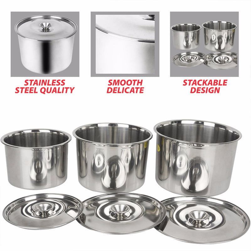 idrop [ 4 IN 1 ] Stainless Steel Taste Cup Kitchen Food & Seasoning Container with Lid Cover / Mangkuk Cawan Simpanan Makanan & Perencah / 14 16 18 20公分味盅(磁)青盒(TASTE CUP)