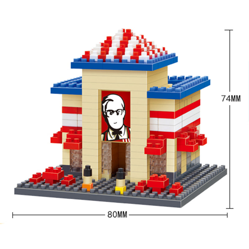 idrop [ Fried Chicken Shop ] ( 376 Pcs) Model Toy Mini Building Blocks