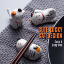 idrop [ 5PCS ] Ceramic Lucky Cat Chopstick Holder / Pemegang Chopstick Kucing / 陶瓷招财猫筷子架(5个套)