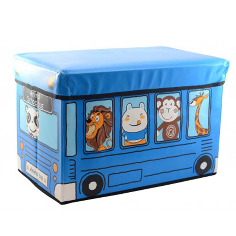 idrop FOLDING STORAGE STOOL -  Foldable Container Box Blue bus model