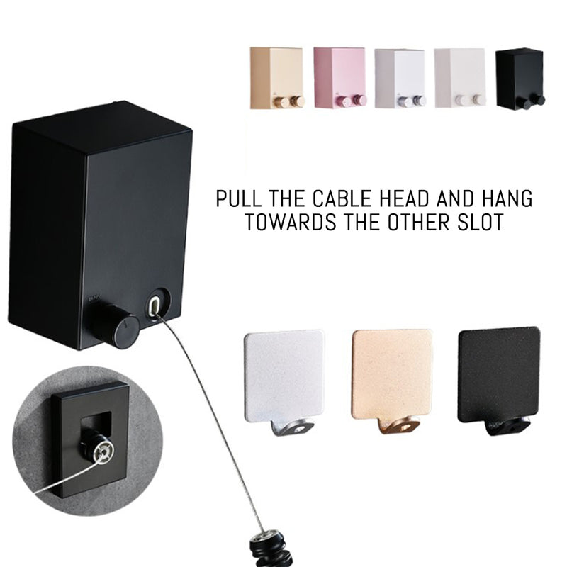 idrop LAUNDRY CABLE HANGER - Wall Retractable Metal Steel Clothes Line