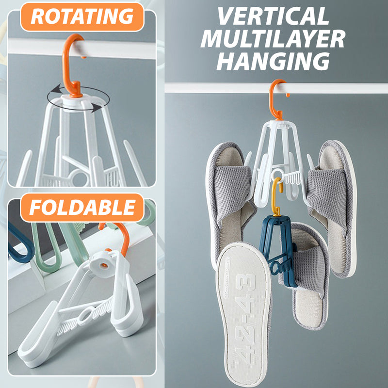 idrop Shoe & Sandal Rotating Foldable Hanger / Tempat Penyangkut Kasut & Selipar Boleh Putar dan Lipat / 网红塑料晾鞋架