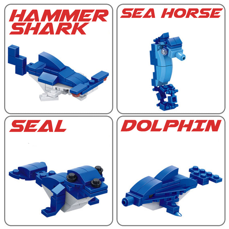 idrop 6in1 Kid's Ocean Animal Building Blocks Toy [ 1pc Animal Random ]